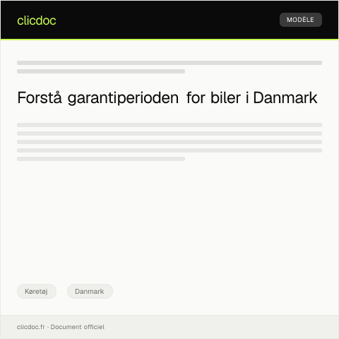 Document preview: Anmodning om garantiperiode for bil — Køretøj, Danmark