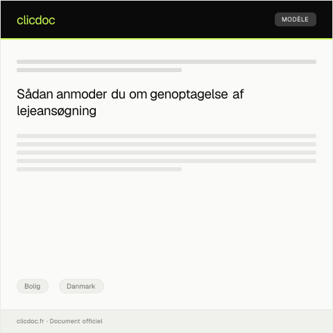Document preview: Anmodning om genoptagelse af lejeansøgning — Bolig, Danmark
