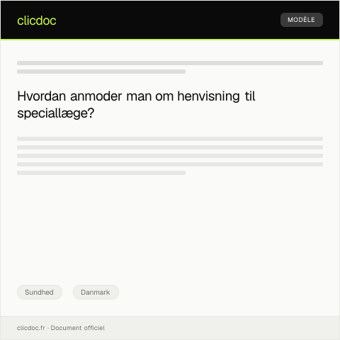 Document preview: Anmodning om henvisning til speciallæge — Sundhed, Danmark