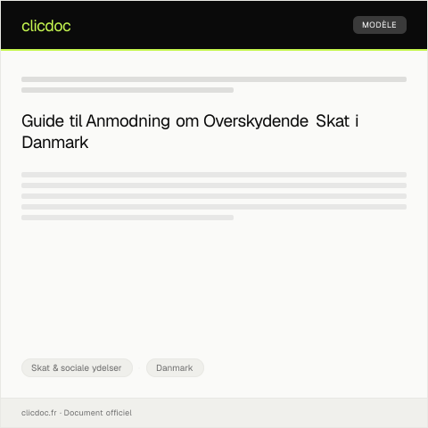 Document preview: Anmodning om indbetaling af overskydende skat — Skat & sociale ydelser, Danmark