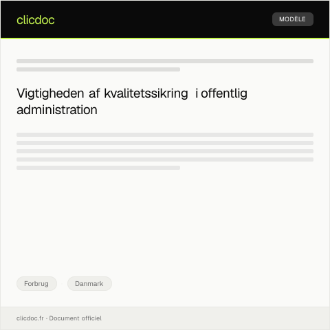 Document preview: Anmodning om information om kvalitetssikring — Forbrug, Danmark