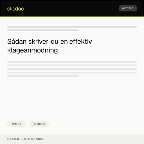 Document preview: Anmodning om klagebehandling — Forbrug, Danmark