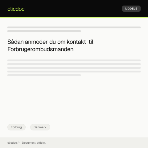 Document preview: Anmodning om kontakt til Forbrugerombudsmanden — Forbrug, Danmark