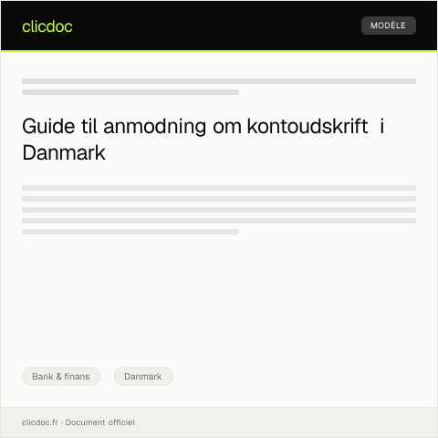Document preview: Anmodning om kontoudskrift — Bank & finans, Danmark