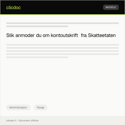 Document preview: Anmodning om kontoutskrift — Administrasjon, Norge