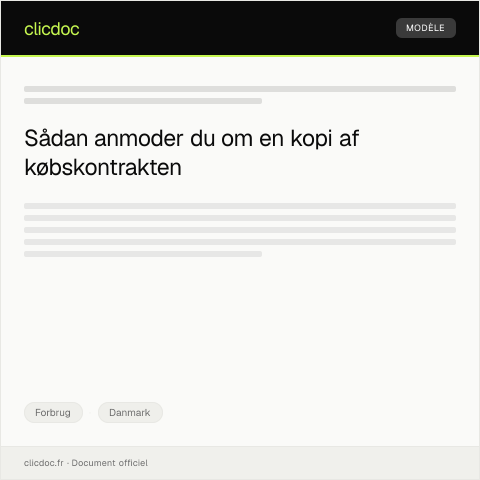 Document preview: Anmodning om kopi af købskontrakt — Forbrug, Danmark