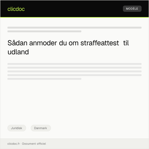 Document preview: Anmodning om kopi af straffeattest til udland — Juridisk, Danmark