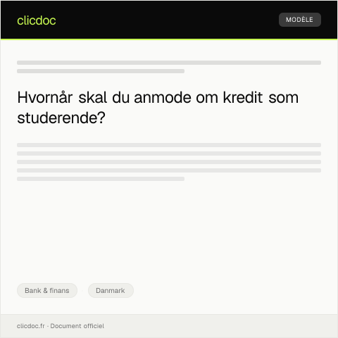 Document preview: Anmodning om kredit til studerende — Bank & finans, Danmark