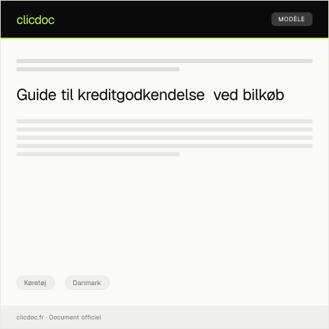 Document preview: Anmodning om kreditgodkendelse til bilkøb — Køretøj, Danmark