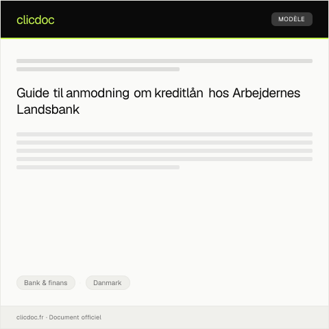 Document preview: Anmodning om kreditlån hos Arbejdernes Landsbank — Bank & finans, Danmark