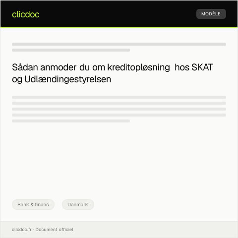 Document preview: Anmodning om kreditopløsning — Bank & finans, Danmark