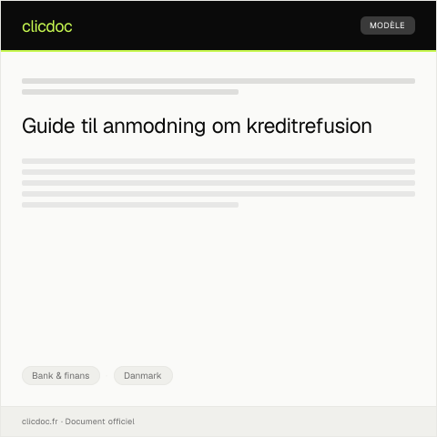 Document preview: Anmodning om kreditrefusion — Bank & finans, Danmark