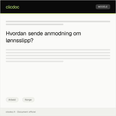 Document preview: Anmodning om lønnsslipp for foregående år — Arbeid, Norge