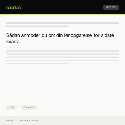 Document preview: Anmodning om lønopgørelse for sidste kvartal — Job, Danmark