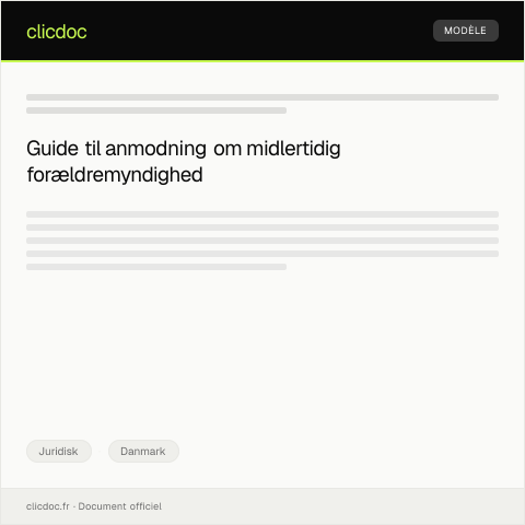 Document preview: Anmodning om midlertidig forældremyndighed i særlige tilfælde — Juridisk, Danmark