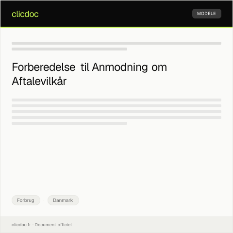 Document preview: Anmodning om opdatering af aftalevilkår — Forbrug, Danmark