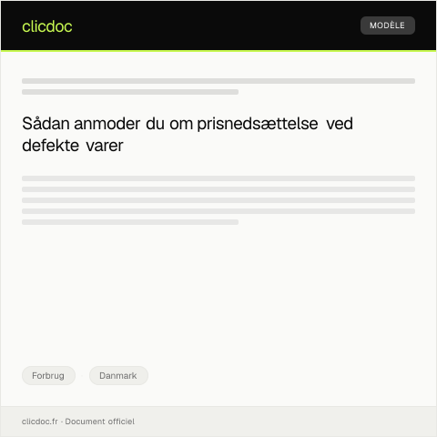 Document preview: Anmodning om prisnedsættelse ved defekt produkt — Forbrug, Danmark