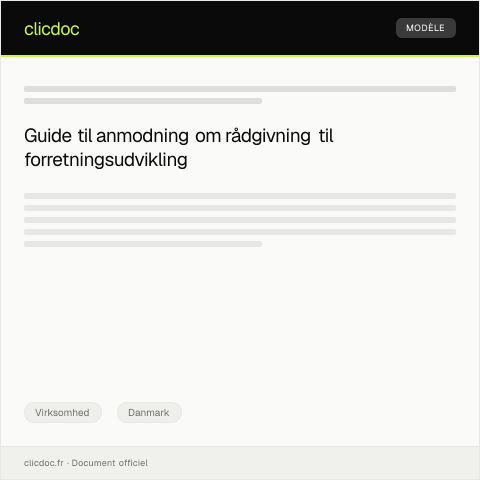 Document preview: Anmodning om rådgivning til forretningsudvikling — Virksomhed, Danmark