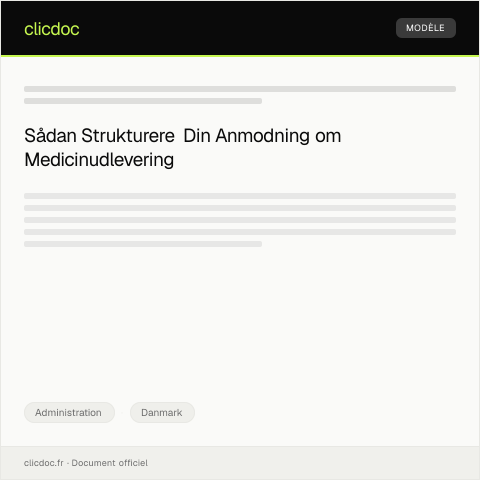 Document preview: Anmodning om receptfornyelse eller medicinudlevering — Administration, Danmark