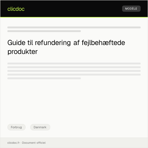 Document preview: Anmodning om refundering af fejlbehæftet produkt — Forbrug, Danmark