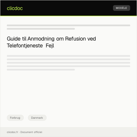 Document preview: Anmodning om refusion ved fejl i telefontjeneste — Forbrug, Danmark