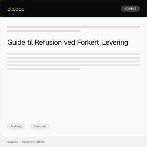 Document preview: Anmodning om refusion ved forkert levering — Forbrug, Danmark