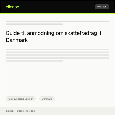Document preview: Anmodning om skattefradrag — Skat & sociale ydelser, Danmark