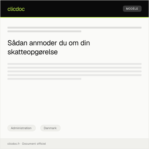 Document preview: Anmodning om oversigt over min skatteopgørelse — Administration, Danmark