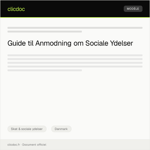 Document preview: Anmodning om sociale Ydelser — Skat & sociale ydelser, Danmark