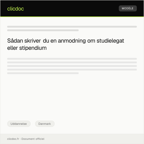 Document preview: Anmodning om studielegat eller stipendium — Uddannelse, Danmark