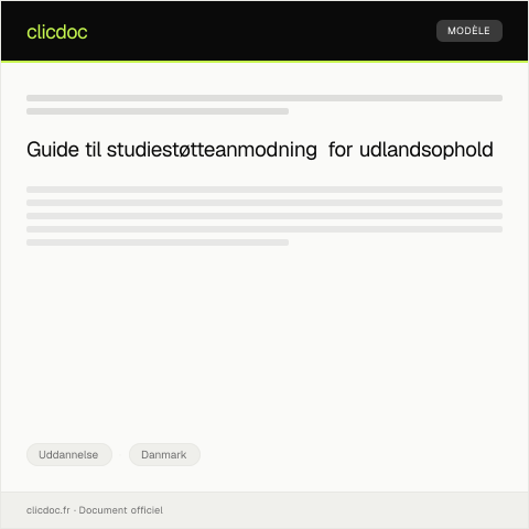 Document preview: Anmodning om studiestøtte til udlandsophold — Uddannelse, Danmark