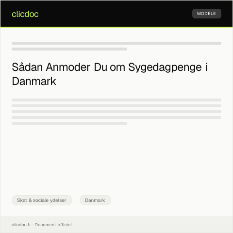 Document preview: Anmodning om sygedagpenge — Skat & sociale ydelser, Danmark