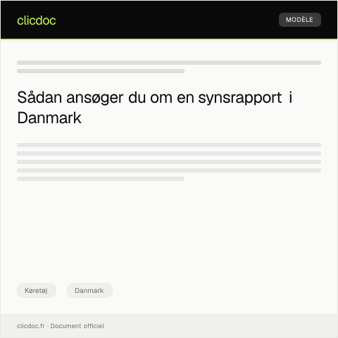 Document preview: Anmodning om synsrapport — Køretøj, Danmark