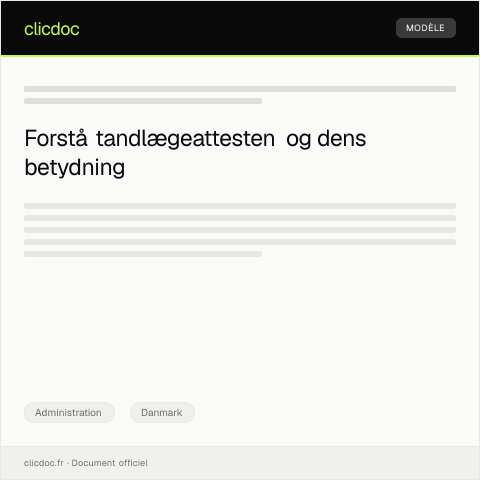 Document preview: Anmodning om tandlægeattest — Administration, Danmark