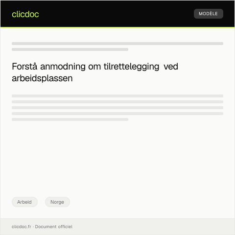 Document preview: Anmodning om tilrettelegging ved arbeidsplassen — Arbeid, Norge