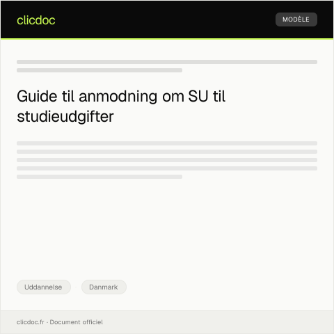 Document preview: Anmodning om tilskud til studieudgifter gennem SU — Uddannelse, Danmark