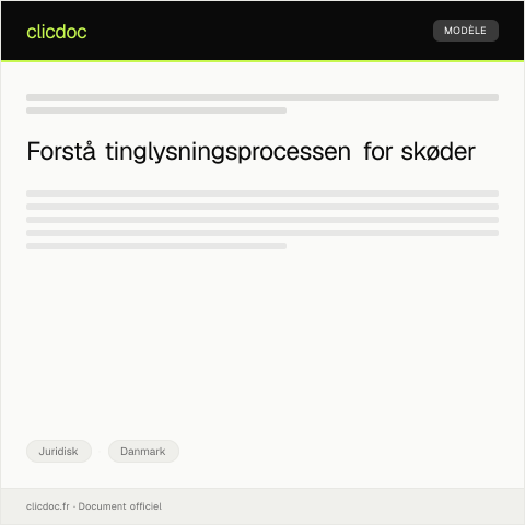 Document preview: Anmodning om tinglysning af skøde — Juridisk, Danmark