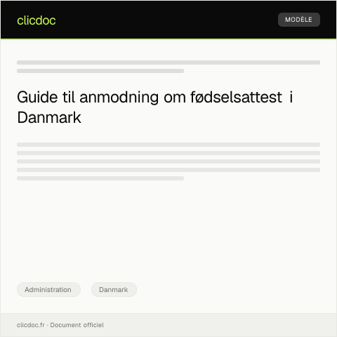 Document preview: Anmodning om udskrift af fødselsattest — Administration, Danmark