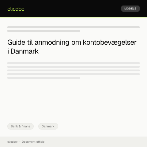 Document preview: Anmodning om udskrift af kontobevægelser — Bank & finans, Danmark