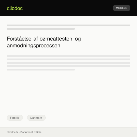 Document preview: Anmodning om udstedelse af børneattest — Familie, Danmark