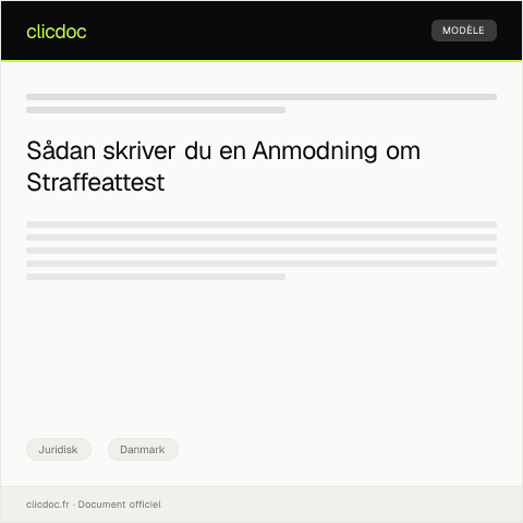 Document preview: Anmodning om udstedelse af straffeattest — Juridisk, Danmark