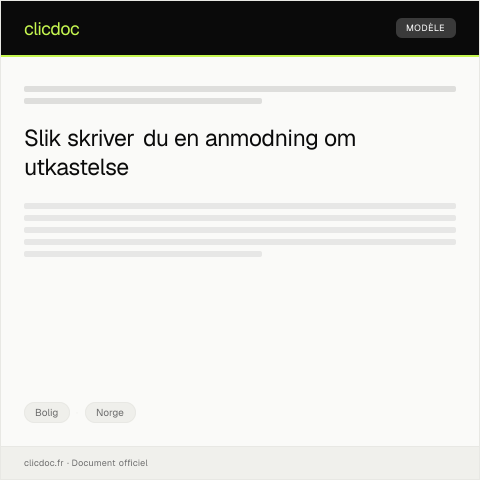 Document preview: Anmodning om utkastelse — Bolig, Norge
