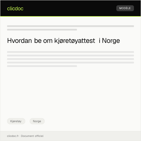 Document preview: Anmodning om utstedt kjøretøyattest (vognkort) — Kjøretøy, Norge