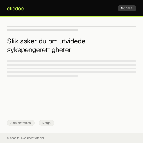 Document preview: Anmodning om utvidet sykepengerettighet — Administrasjon, Norge