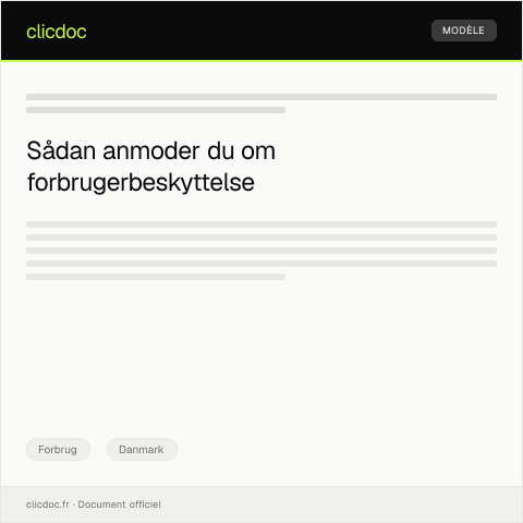 Document preview: Anmodning om overholdelse af forbrugerbeskyttelsesregler — Forbrug, Danmark