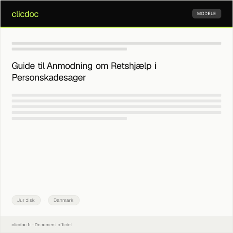 Document preview: Anmodning om retshjælp i personskadesag — Juridisk, Danmark