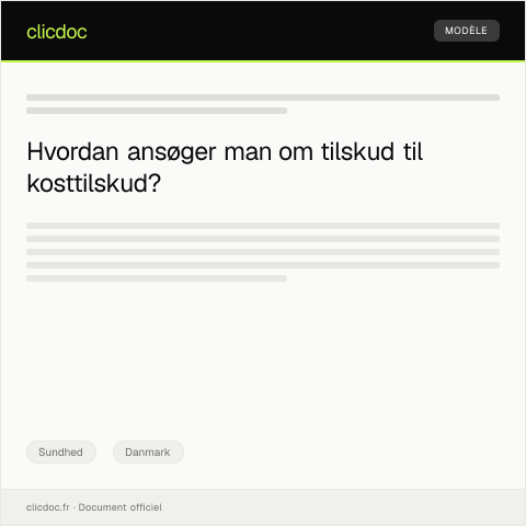 Document preview: Anmodning om tilskud til kosttilskud — Sundhed, Danmark
