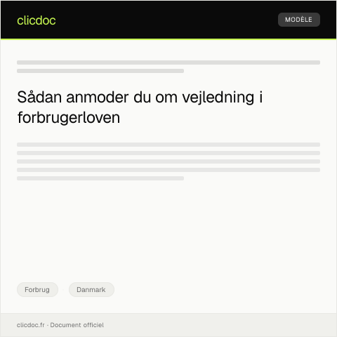 Document preview: Anmodning om vejledning i forbrugerloven — Forbrug, Danmark