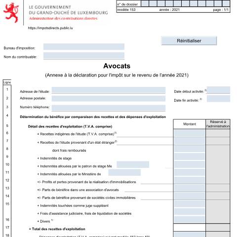 Aperçu du document Annexe: "Avocats" — Annexes, Luxembourg (CERFA n°153)