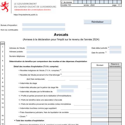 Aperçu du document Annexe: "Avocats" — Annexes, Luxembourg (CERFA n°153)